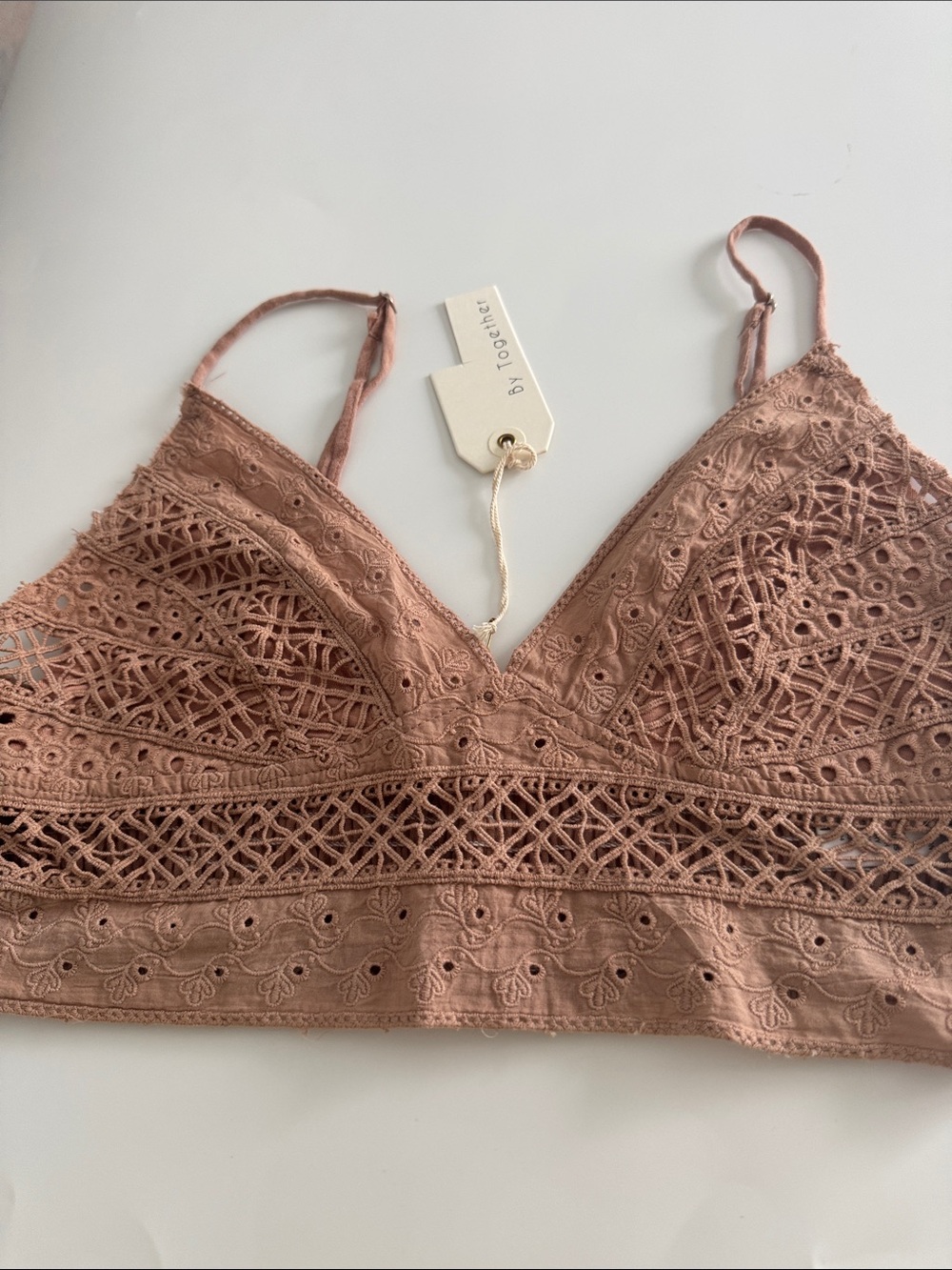 By Together Mauve Lace Bralette with Crochet Detail